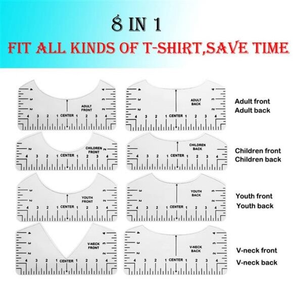 10 Packs Tshirt Ruler Guide Heat Press, Alignment Ruler Guide Tool - Picture 4 of 6